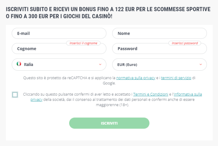 22bet registrazione, iscrizione al sito